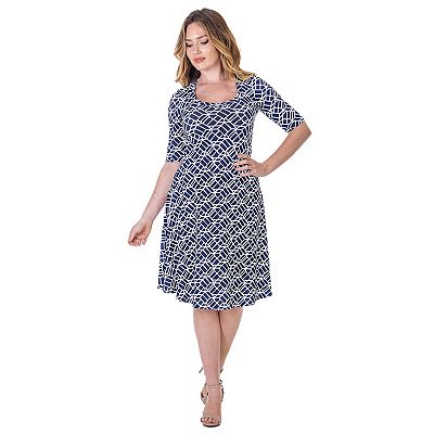 elbow sleeve dress knee length Isaac Mizrahi Live! Petite Printed Elbow Sleeve Knee Length Dress