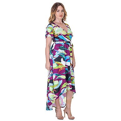 Women's 24Seven Comfort Apparel V-Neck High Low Wrap Dress