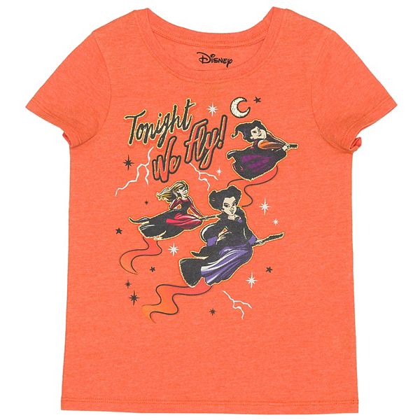 Disney's Hocus Pocus Sanderson Sisters Girls 4-12 "Tonight We Fly!" Graphic Tee by Jumping Beans® - Orange Heather (4)