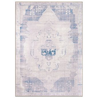 World Rug Gallery Faded Medallion Machine Washable Rug