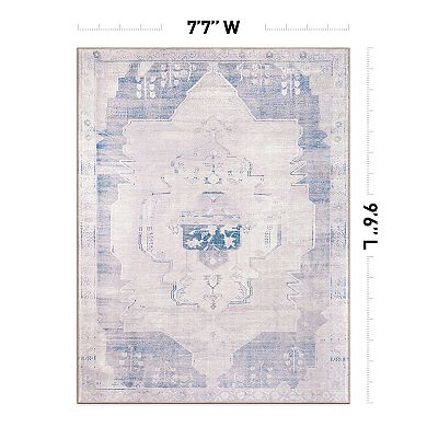 World Rug Gallery Faded Medallion Machine Washable Rug
