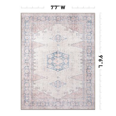 World Rug Gallery Faded Bohemian Machine Washable Rug