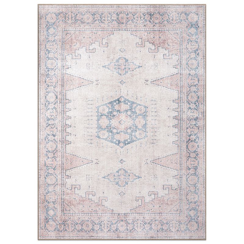 World Rug Gallery Faded Bohemian Machine Washable Rug, Beige 8ft x 10ft 