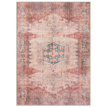 World Rug Gallery Faded Bohemian Machine Washable Rug