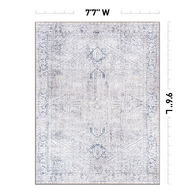 World Rug Gallery Faded Boho Medallion Machine Washable Rug