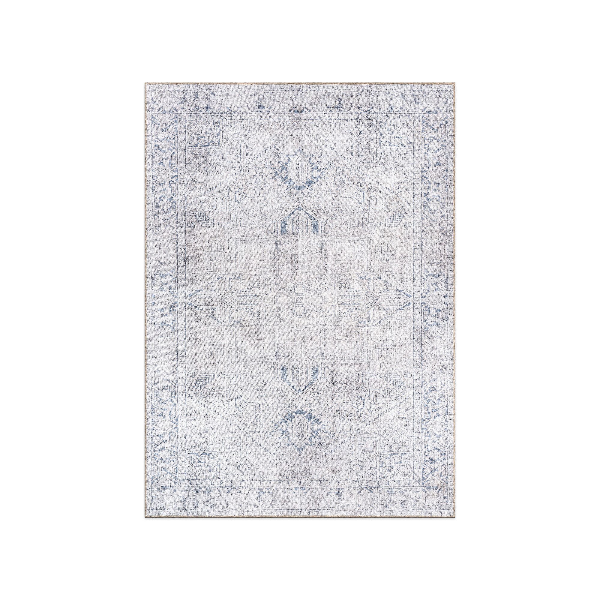 World Rug Gallery Faded Boho Medallion Machine Washable Rug, Blue