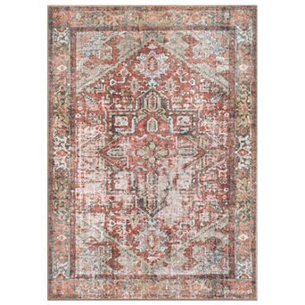 World Rug Gallery Faded Boho Medallion Machine Washable Rug