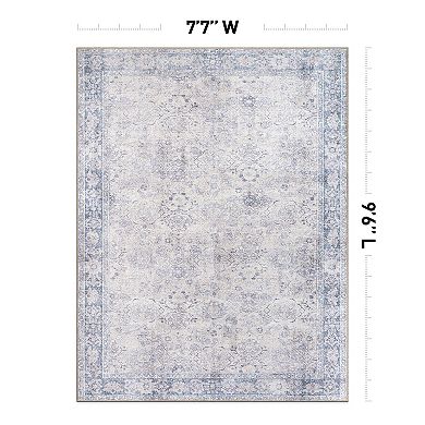 World Rug Gallery Transition Bordered Vintage Machine Washable Rug