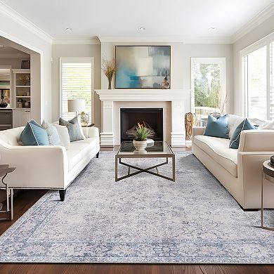 World Rug Gallery Transition Bordered Vintage Machine Washable Rug