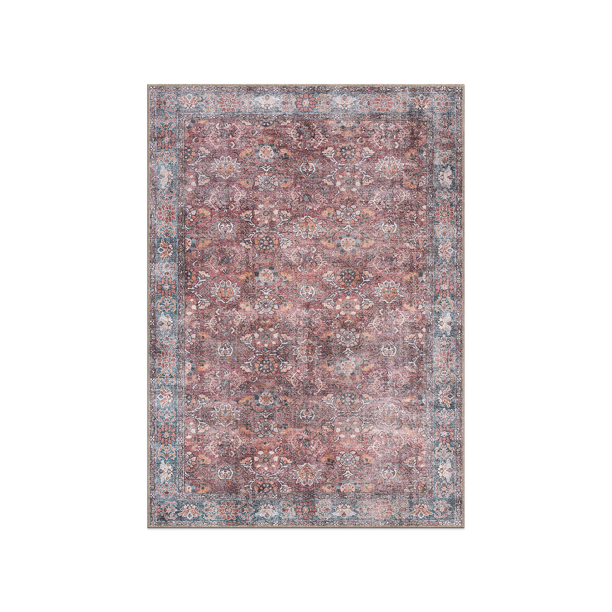 World Rug Gallery Transition Bordered Vintage Machine Washable Rug, Multi