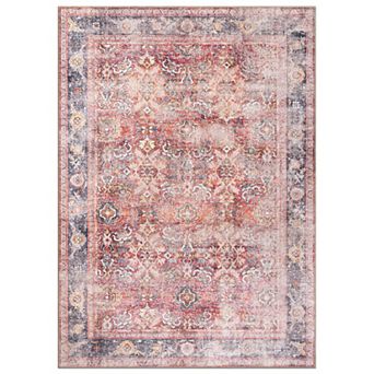 World Rug Gallery Faded Medallion Amber Machine Washable Rug