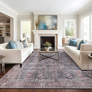 World Rug Gallery Faded Burst Medallion Machine Washable Rug