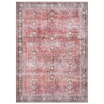 World Rug Gallery Faded Burst Medallion Machine Washable Rug