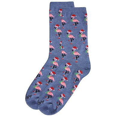 Festive Flamingos Holiday Crew Socks