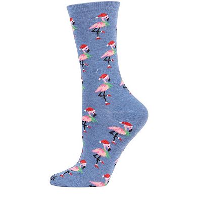 Festive Flamingos Holiday Crew Socks