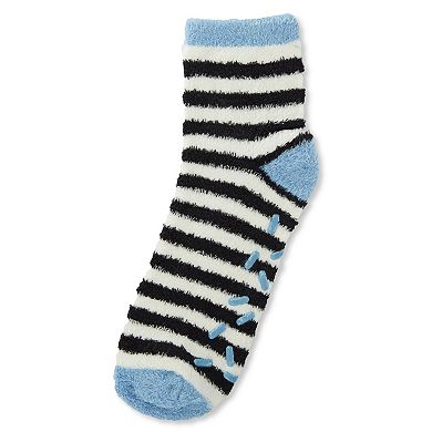 Colorblock Fuzzy Non-skid Socks With Aloe