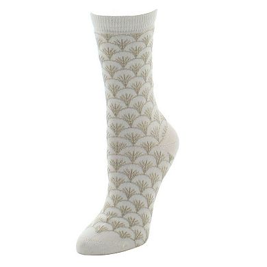 Soft Cashmere Blend Fretwork Geometric Crew Socks