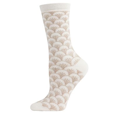 Soft Cashmere Blend Fretwork Geometric Crew Socks
