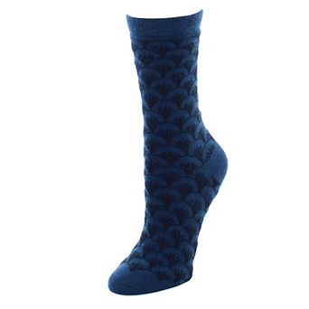Soft Cashmere Blend Fretwork Geometric Crew Socks