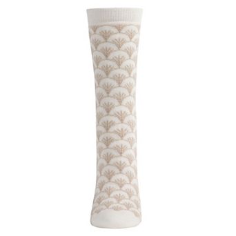 Soft Cashmere Blend Fretwork Geometric Crew Socks