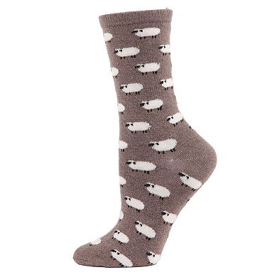 Women's Allover Soft White Sheep Cashmere Blend Crew Sock