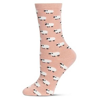 Women's Allover Soft White Sheep Cashmere Blend Crew Sock