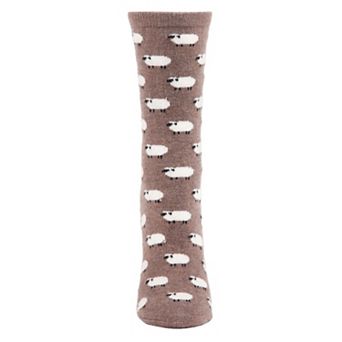 Women's Allover Soft White Sheep Cashmere Blend Crew Sock