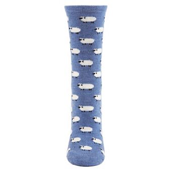 Women's Allover Soft White Sheep Cashmere Blend Crew Sock
