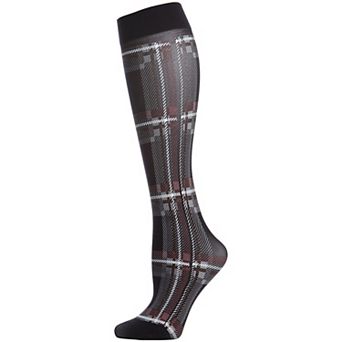 Printed Plaid Knee High Socks