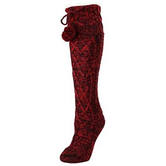 Silpi Lattice Pom-Pom Accent Knee High Sock