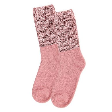 Women's Lamb Net Mod Two-Tone Loose-Knit Crew Sock