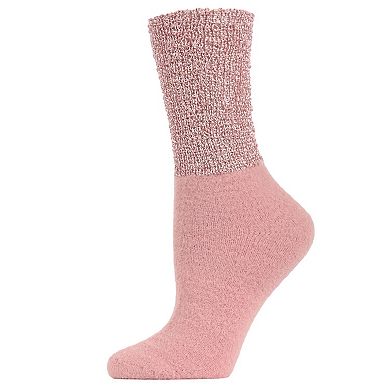 Women's Lamb Net Mod Two-Tone Loose-Knit Crew Sock