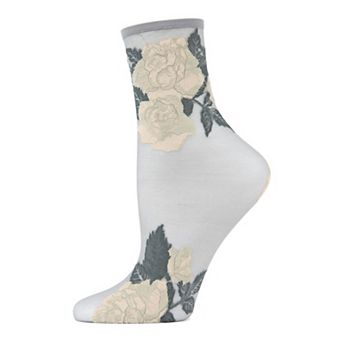 Beauty Rose Garden Sheer See-Through Ankle Socks