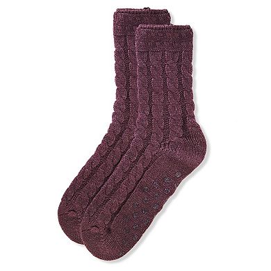 Classic Twist Chunky Knit Non-skid Crew Sock