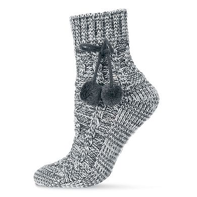 Textu Pom Ankle Length Thick Knit Lounge Socks