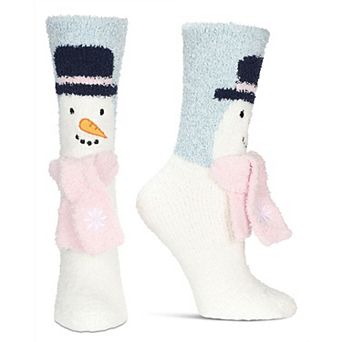 Women's Snowman Critter Plush Crew Socks