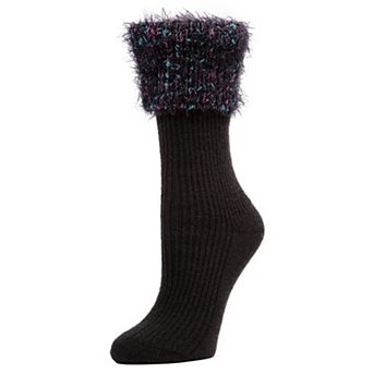 Fancy Cuff Ribbed Crew Sock