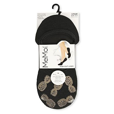 Golden Pineapples No-Show Sock Liners 3 Pack