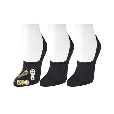 Golden Pineapples No-Show Sock Liners 3 Pack