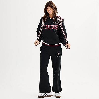 Juniors' Harper Ivy Logo Tourist Wide Leg Sweatpants