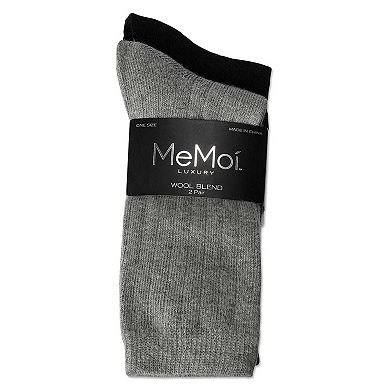 2 Pair Women's Flat Knit Wool Blend Crew Socks