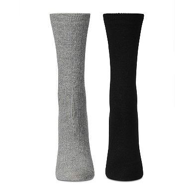 2 Pair Women's Flat Knit Wool Blend Crew Socks