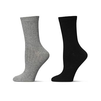 2 Pair Women's Flat Knit Wool Blend Crew Socks