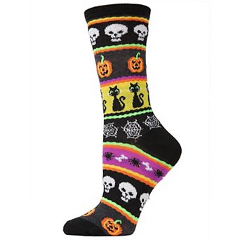 Festive Halloween Stripe Medley Crew Socks