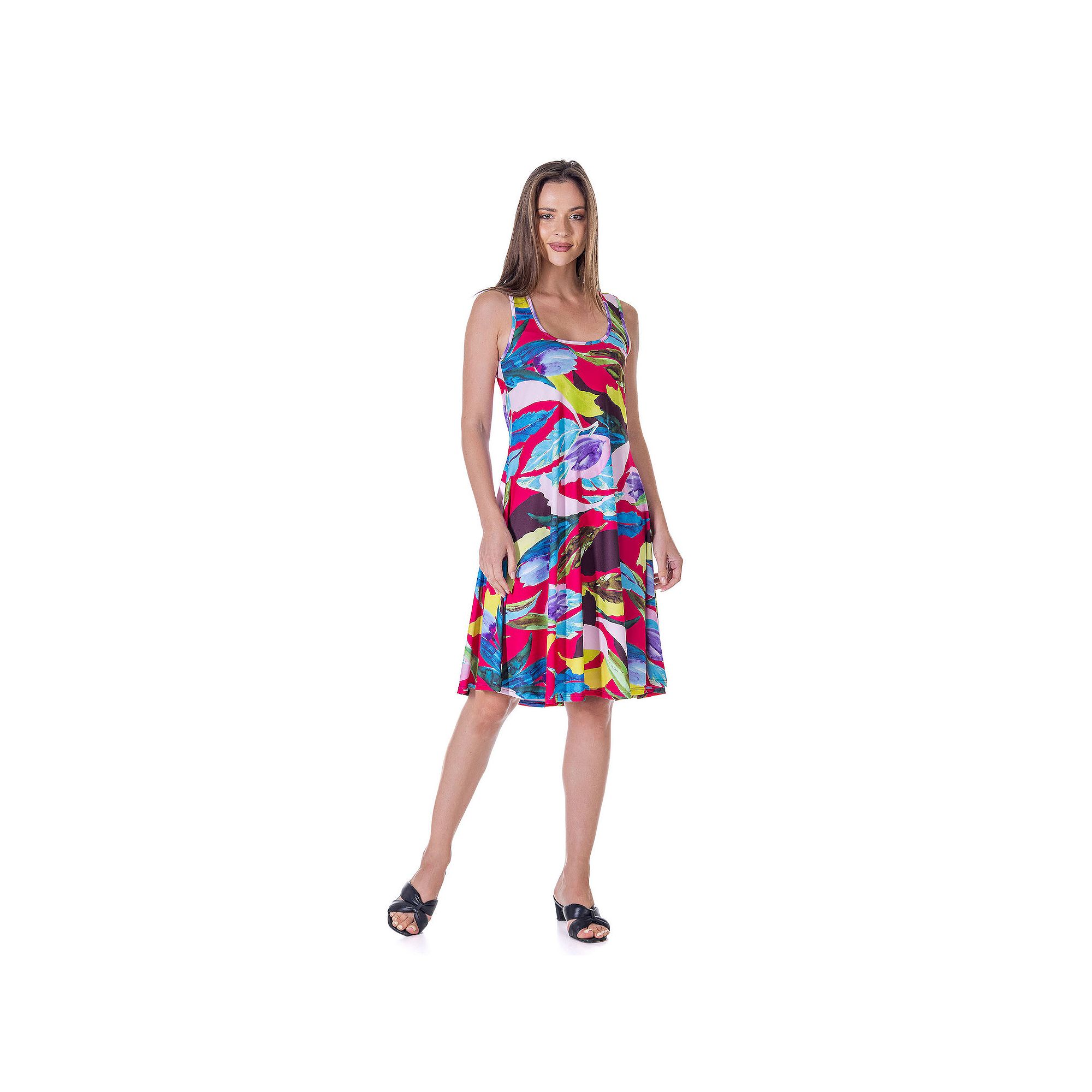 Womens 24Seven Comfort Apparel Sleeveless Tank Swing Dress, Size: Small, R