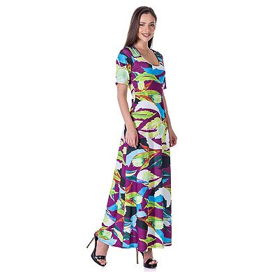 Women's 24Seven Comfort Elbow Sleeve Casual A Line Maxi Dress