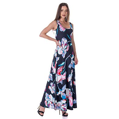 Women's 24Seven Comfort Scoopneck A Line Sleeveless Maxi Dress