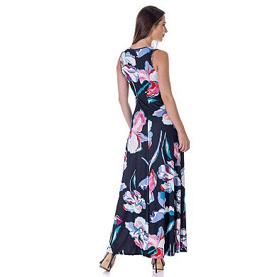 Women's 24Seven Comfort Apparel Scoopneck A Line Sleeveless Maxi Dress