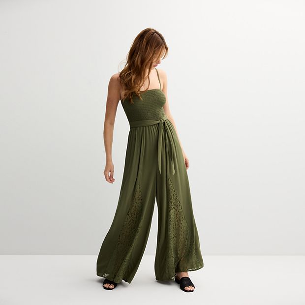 Juniors' Harper & Ivy Jumpsuit with Crochet Detail