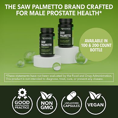 Saw Palmetto Capsules for Prostate & Hair Health, 200ct